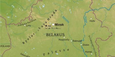 Mapa ng Belarus pisikal na